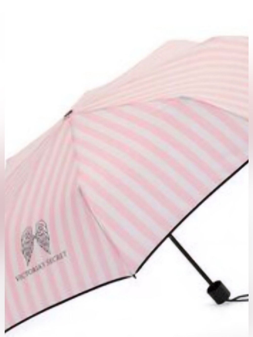 Victoria's Secret Pink & White Striped Travel Umbrella with Angel Wings Logo NWT